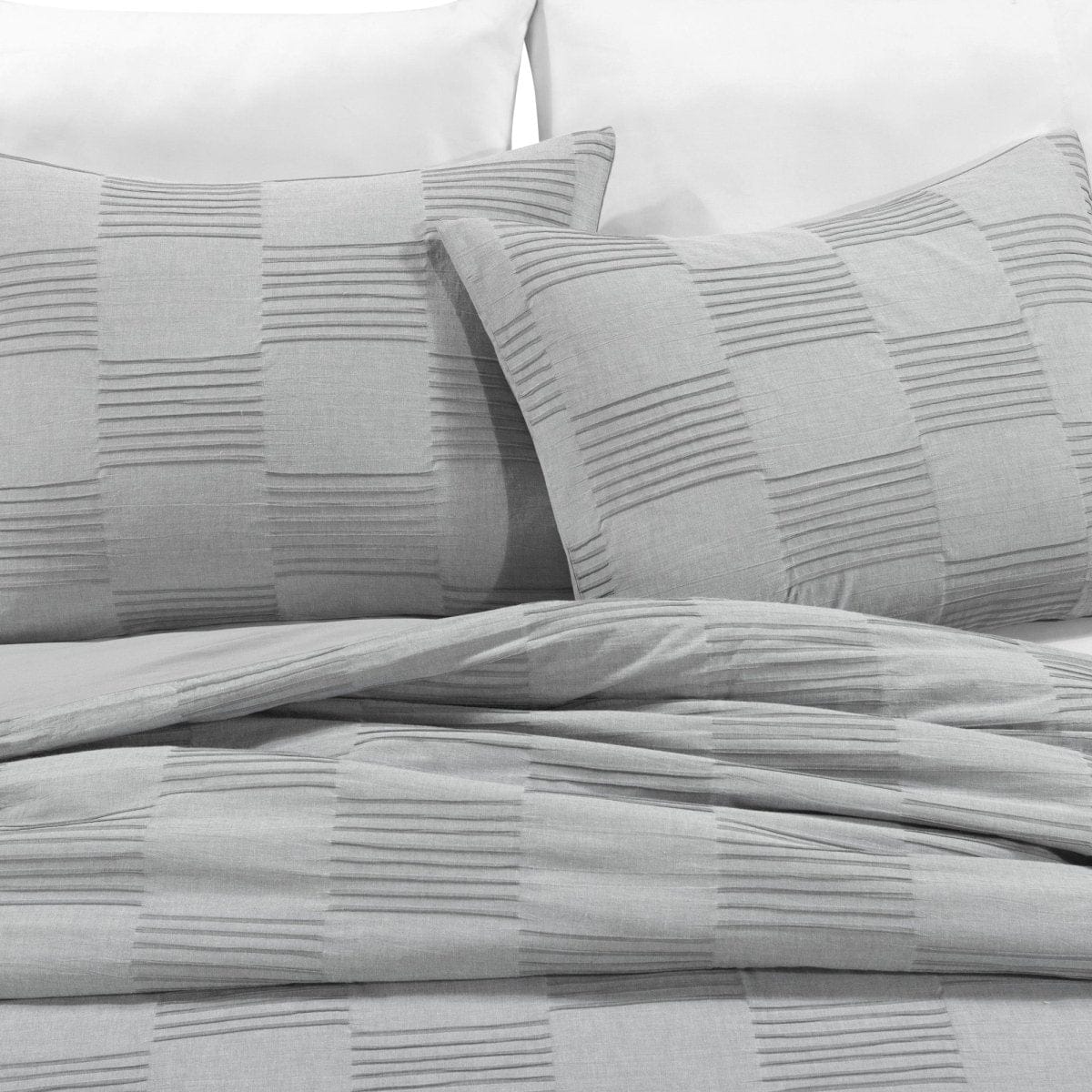 Sorano Chambray Textured Jacquard Cotton Duvet Cover 3 Piece Set - Image 18
