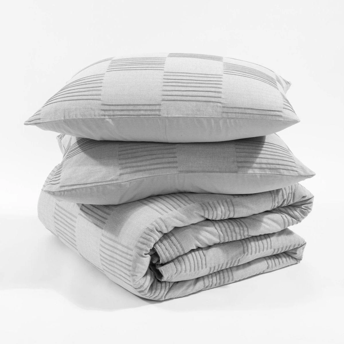 Sorano Chambray Textured Jacquard Cotton Duvet Cover 3 Piece Set - Image 20