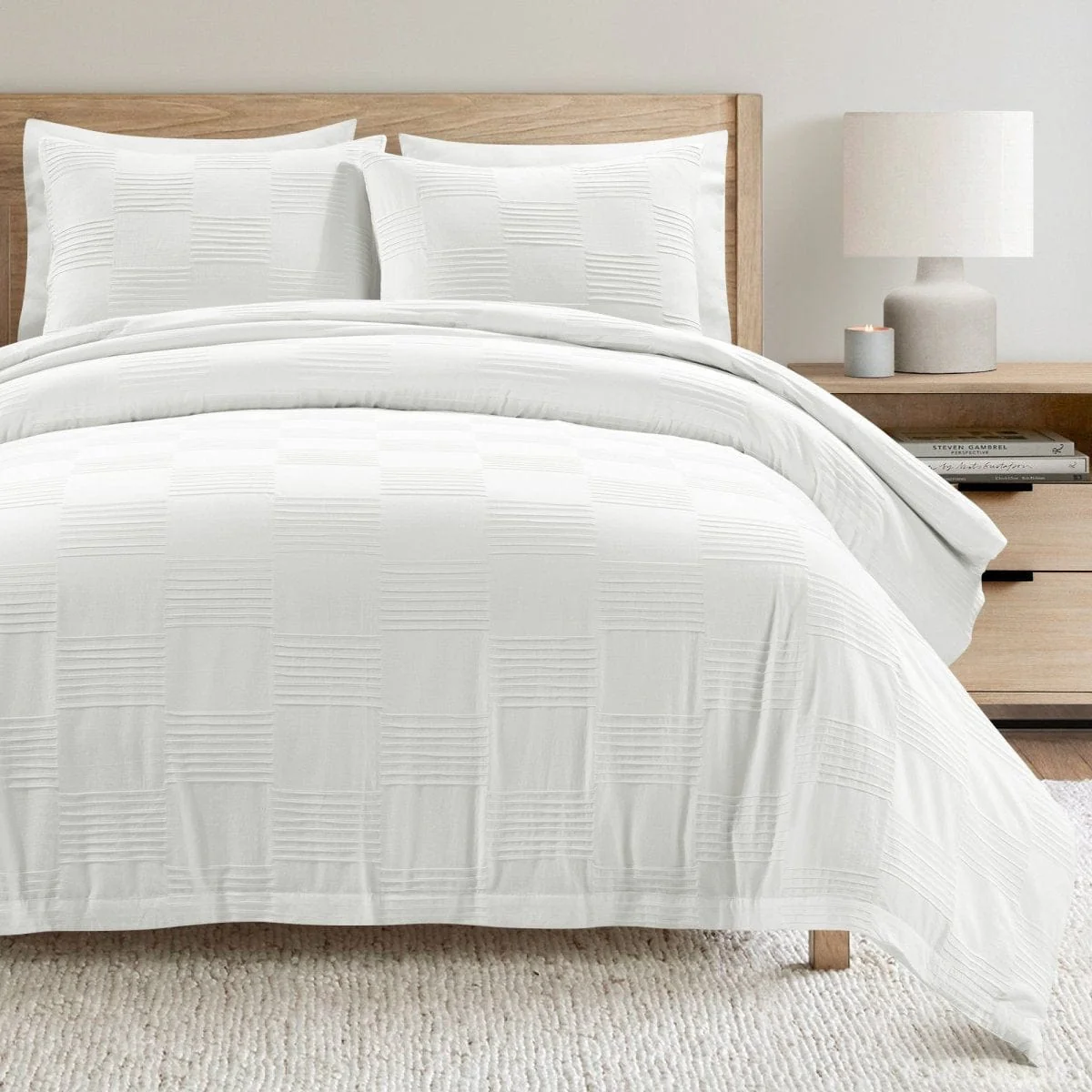 Sorano Chambray Textured Jacquard Cotton Duvet Cover 3 Piece Set - Image 9