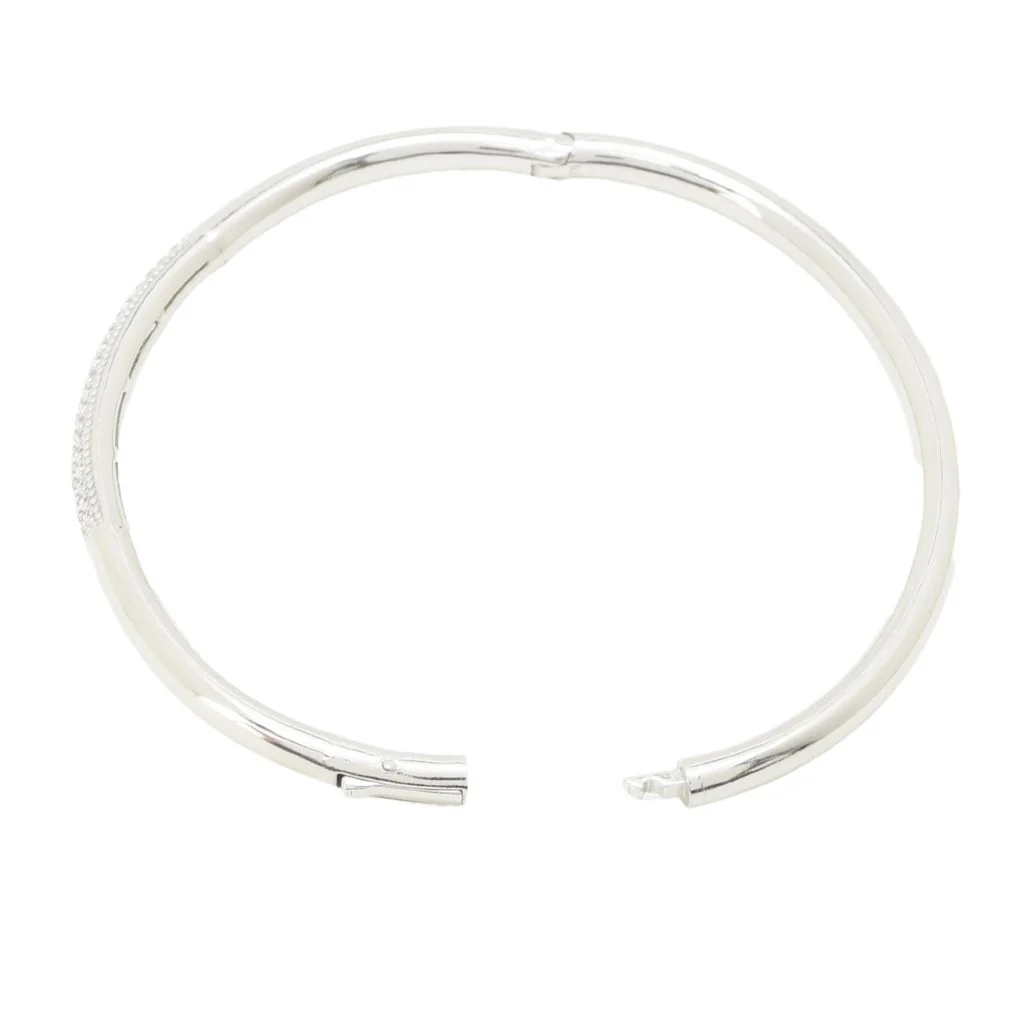 Sorrento Italian Silver 0.29 DEW Simulated Diamond Hinged Bangle Bracelet - Image 2