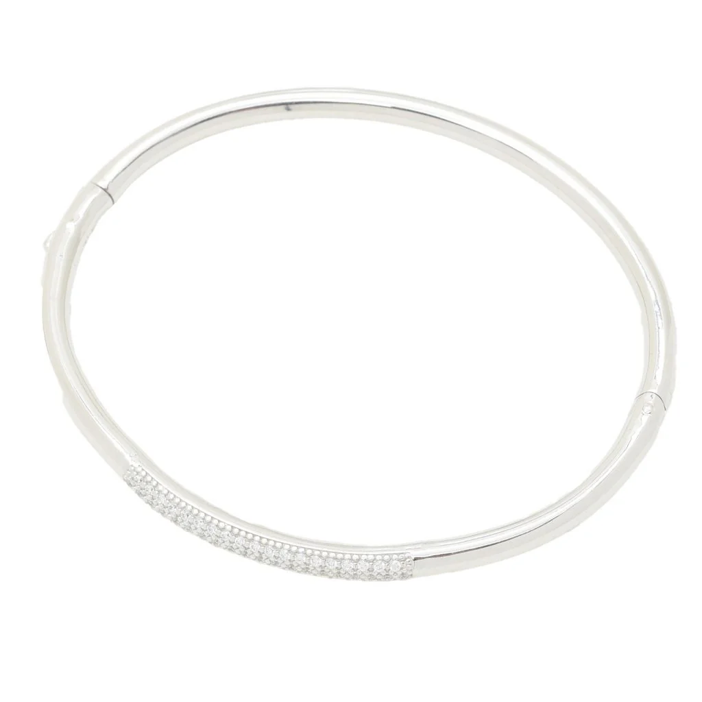 Sorrento Italian Silver 0.29 DEW Simulated Diamond Hinged Bangle Bracelet - Image 3