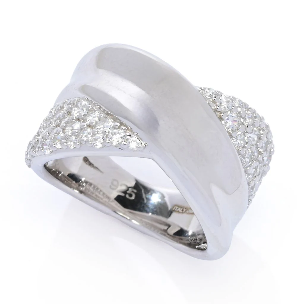 Sorrento Italian Silver 1.06 DEW Simulated Diamond Crossover Ring - Image 3