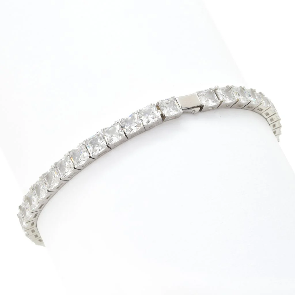 Sorrento Italian Silver 16.80 DEW Simulated Diamond Tennis Bracelet - Image 2