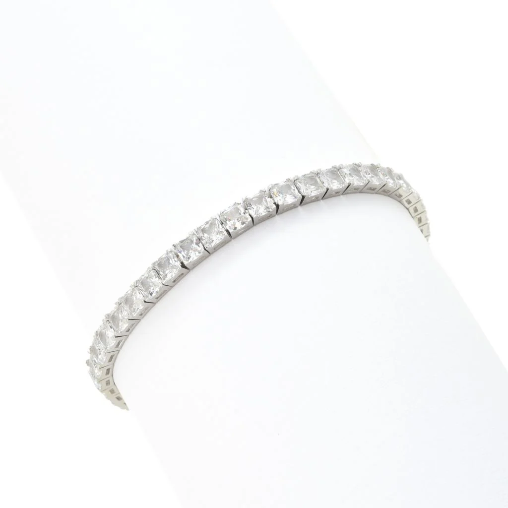 Sorrento Italian Silver 16.80 DEW Simulated Diamond Tennis Bracelet - Image 3