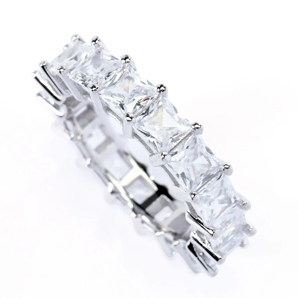 Sorrento Italian Silver 8.00 DEW Simulated Diamond Eternity Band Ring - Image 3