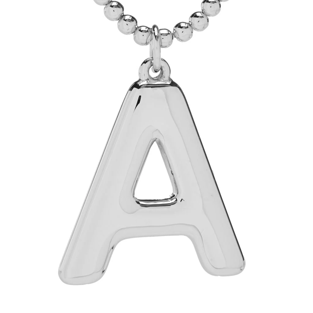 Sorrento Italian Silver Choice of Initial Pendant w/ 4mm Beaded Chain - Image 2
