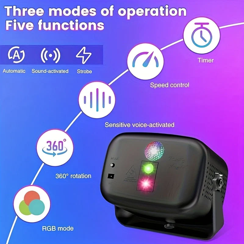 Sound Activated Disco Party Light RGB LED Stage Light USB DJ Lamp with Remote - Image 2