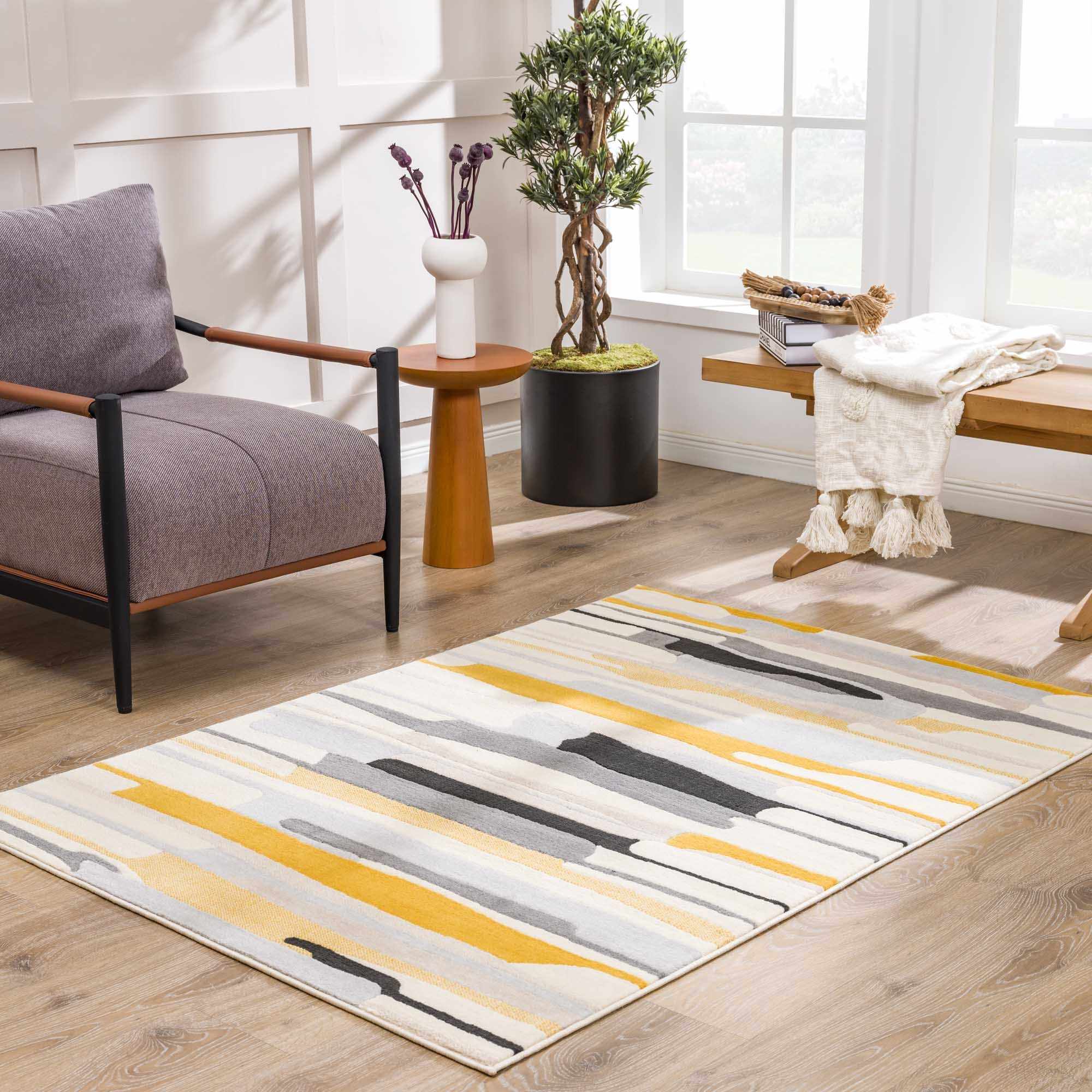 Southfields Mustard Modern Rug - Image 13