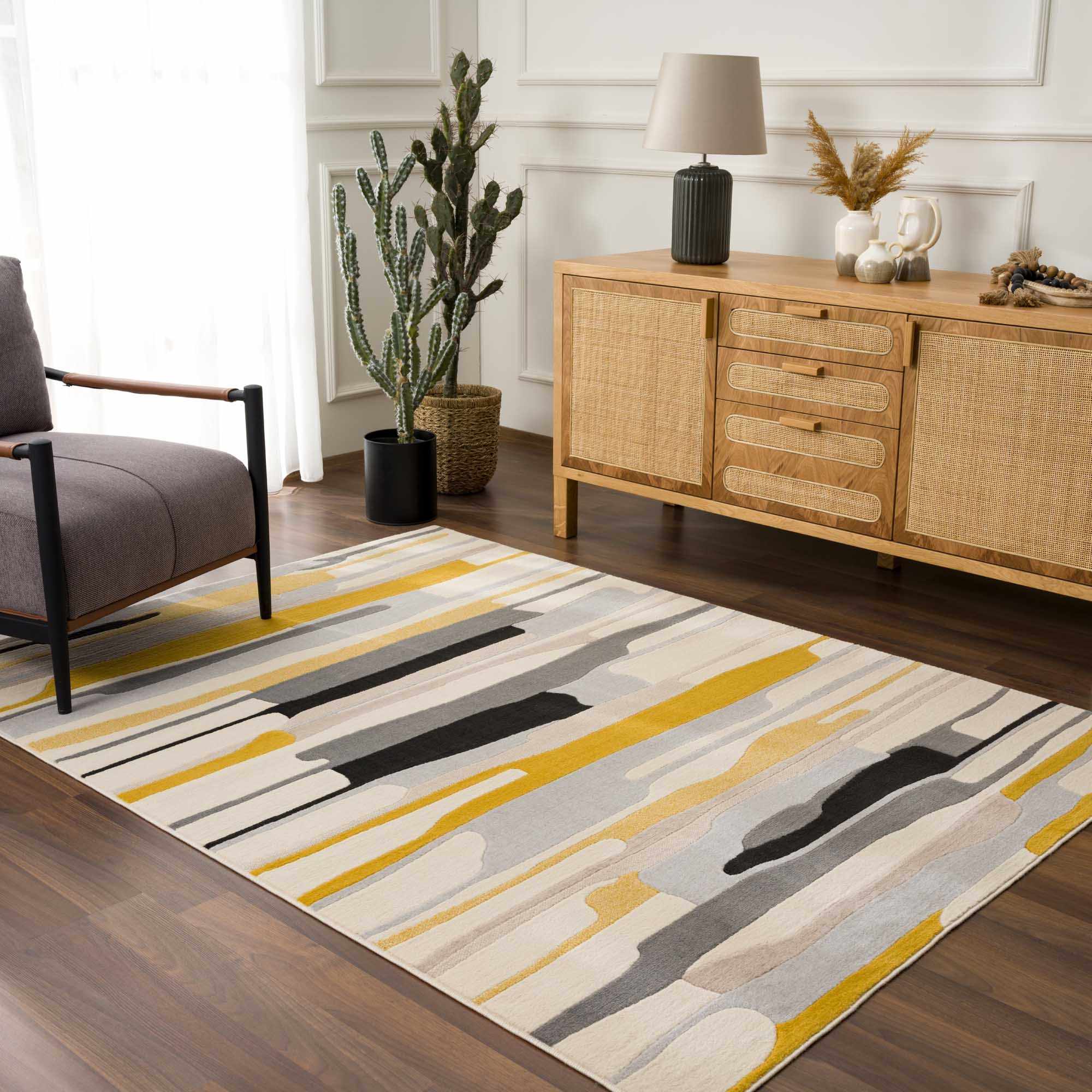 Southfields Mustard Modern Rug - Image 3
