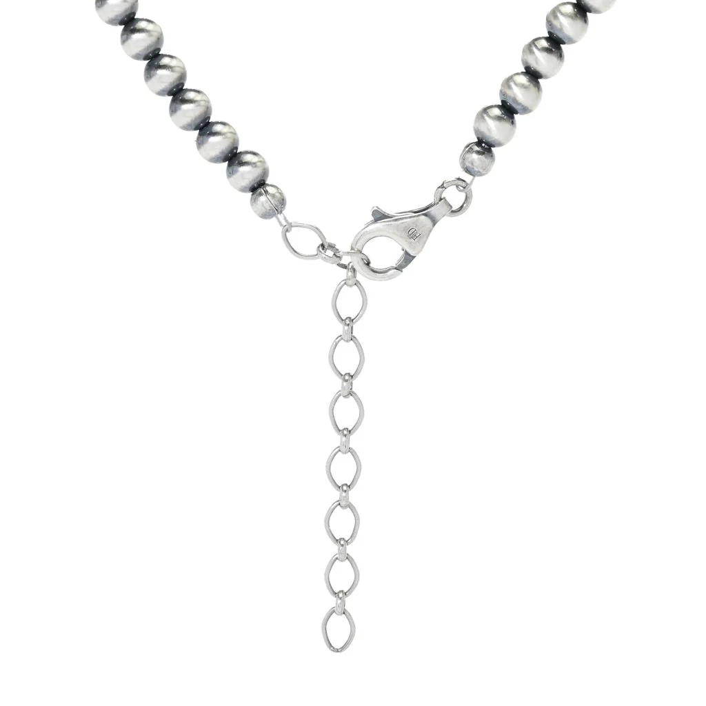 Southwest Elements 20x20mm Heart Shape Larimar & Navajo Pearl Beaded Necklace - Image 2