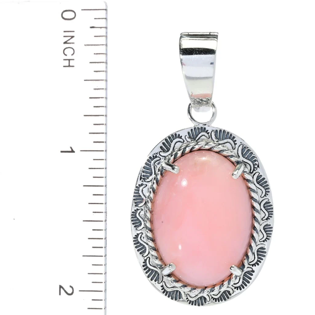 Southwest Elements 30x25mm Peruvian Pink Opal Enhancer Pendant - Image 2