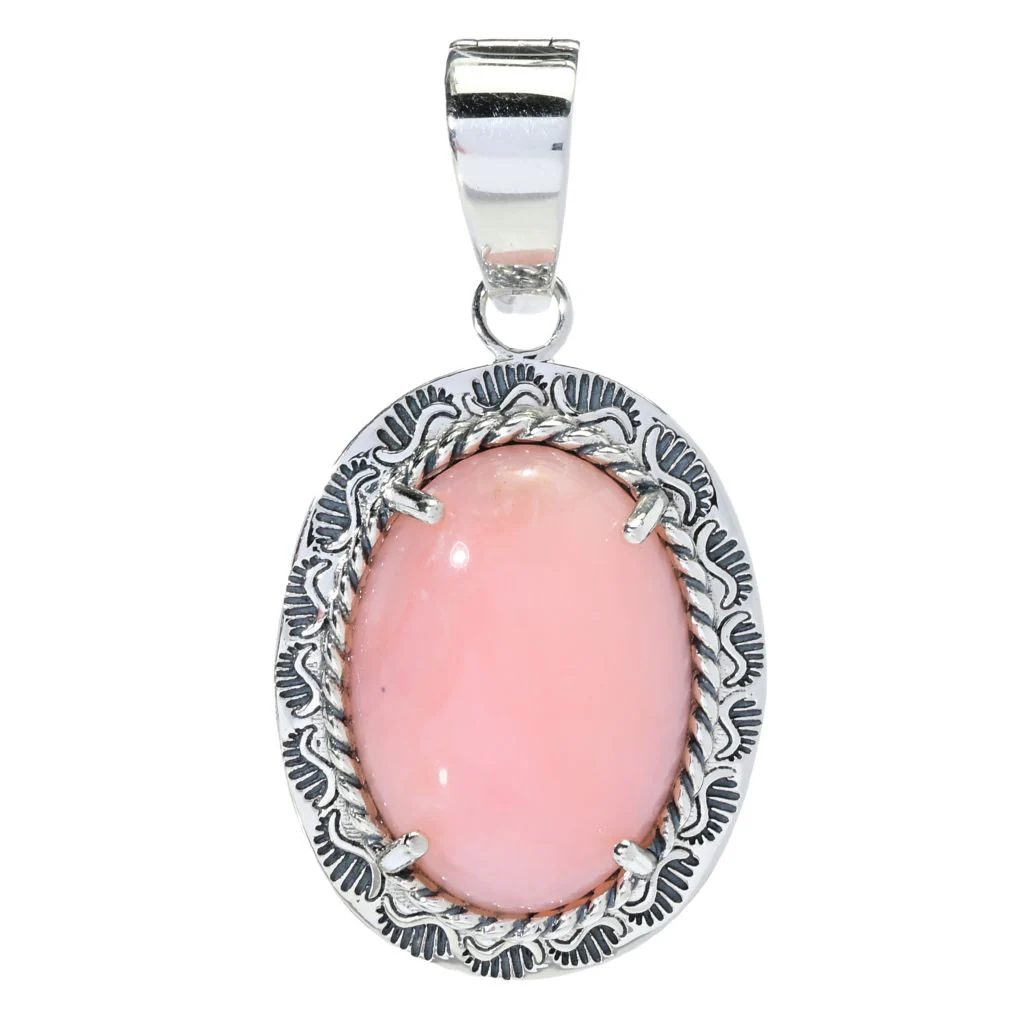 Southwest Elements 30x25mm Peruvian Pink Opal Enhancer Pendant - Image 3