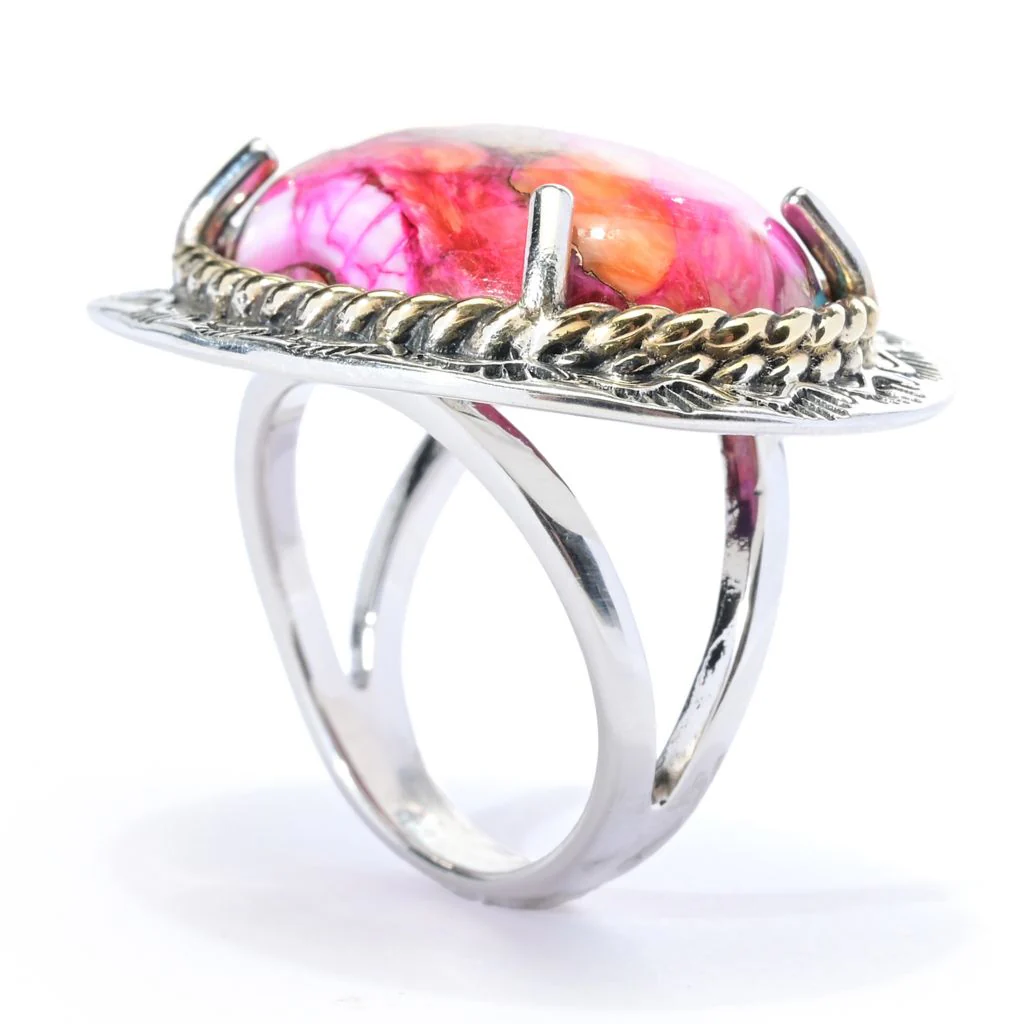 Southwest Elements Choice of 25x18mm Oval Gemstone East-West Ring - Image 2