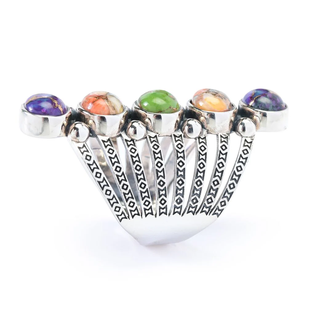 Southwest Elements Choice of Mohave Turquoise 5-Stone Elongated Ring - Image 2