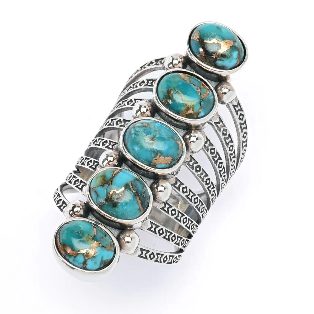 Southwest Elements Choice of Mohave Turquoise 5-Stone Elongated Ring - Image 5