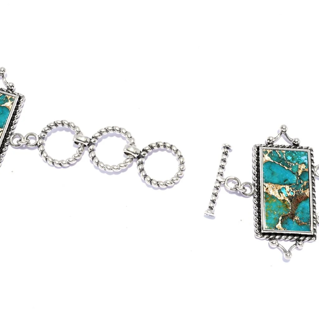 Southwest Elements Kingman Mohave Turquoise Panel Toggle Bracelet - Image 2