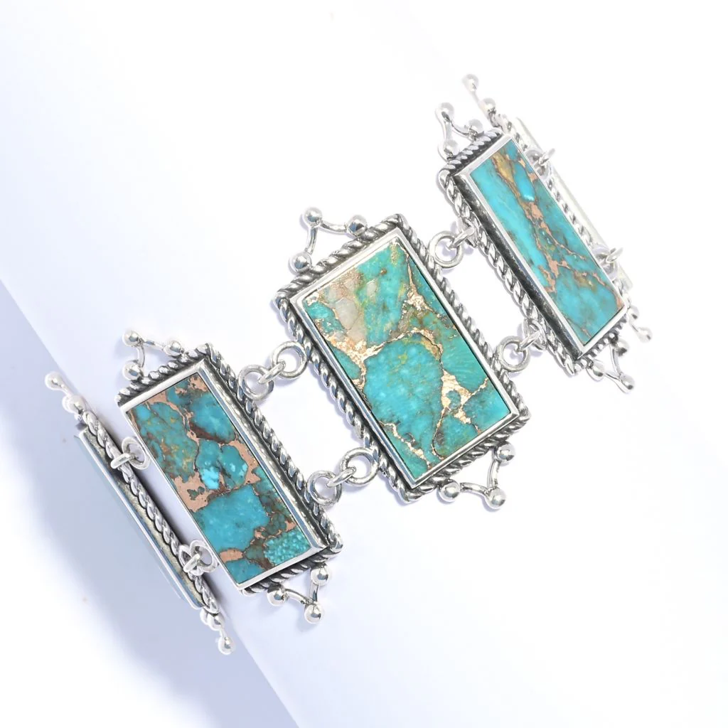 Southwest Elements Kingman Mohave Turquoise Panel Toggle Bracelet - Image 3