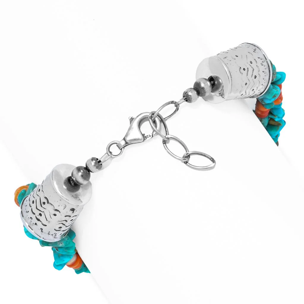Southwest Elements Kingman Turquoise & Spiny Oyster Beaded Bracelet - Image 2