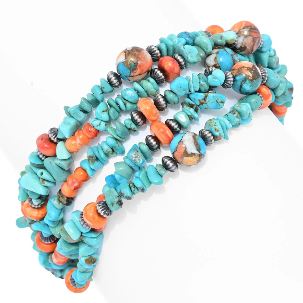 Southwest Elements Kingman Turquoise & Spiny Oyster Beaded Bracelet - Image 4