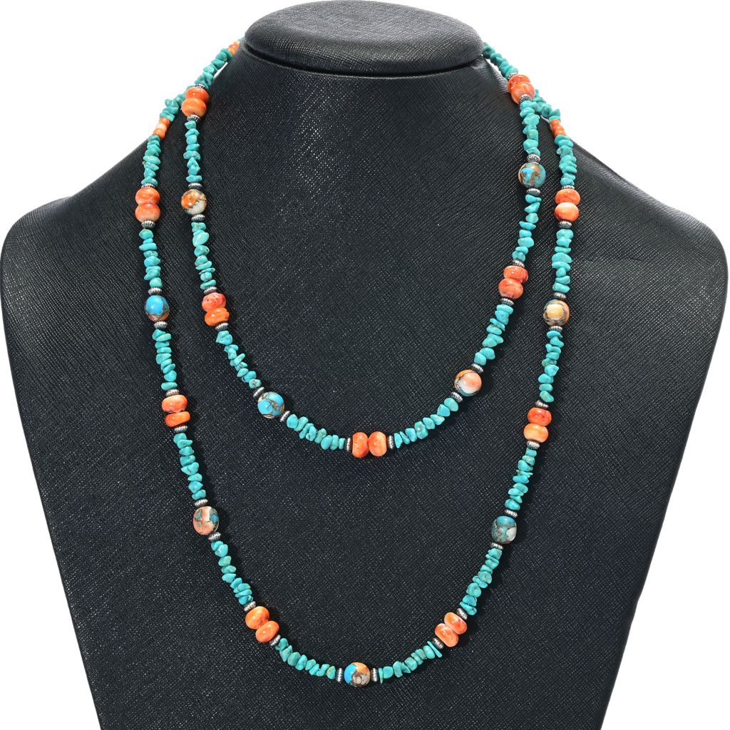 Southwest Elements Kingman Turquoise & Spiny Oyster Beaded Necklace - Image 2