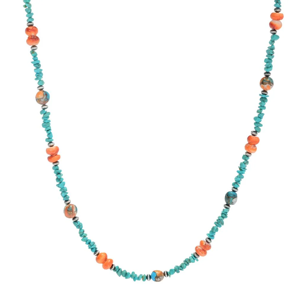 Southwest Elements Kingman Turquoise & Spiny Oyster Beaded Necklace - Image 4