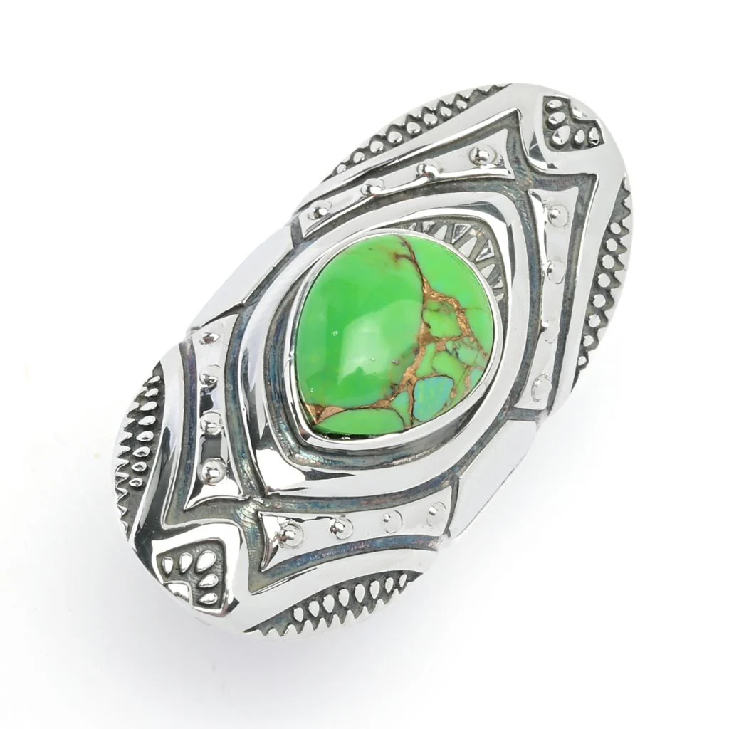 Southwest Elements Pear Shape Kingman Turquoise Statement Ring - Image 3