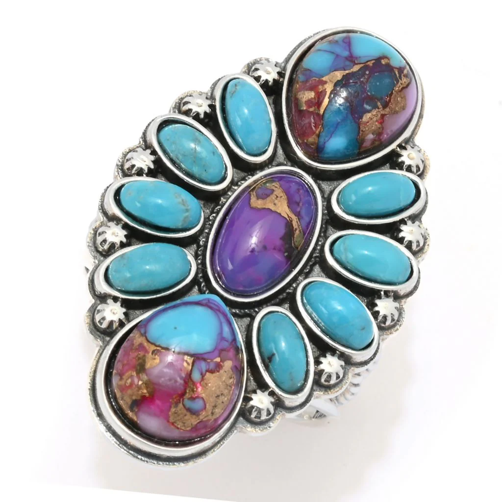 Southwest Elements "Statements" Colors of Turquoise Braided Ring - Image 3