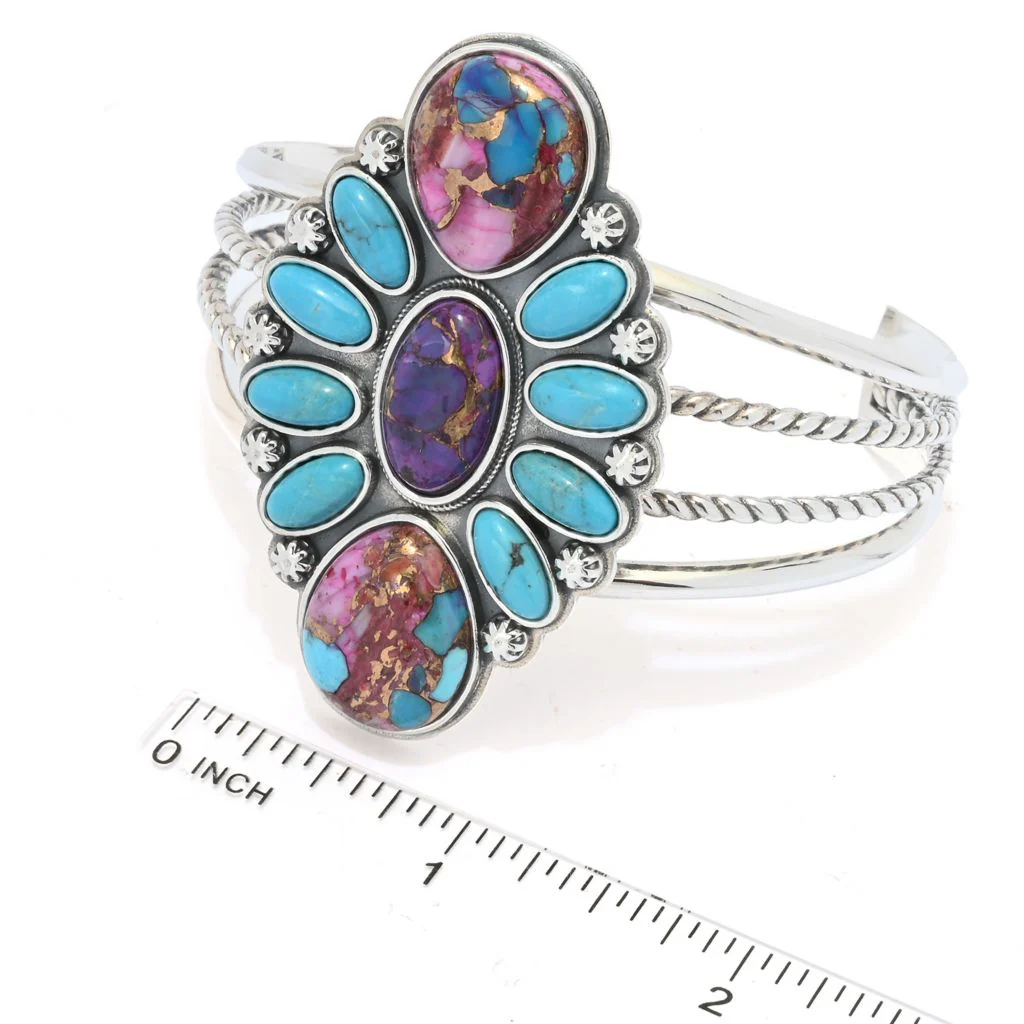 Southwest Elements "Statements" Colors of Turquoise Slip-on Cuff Bracelet - Image 2