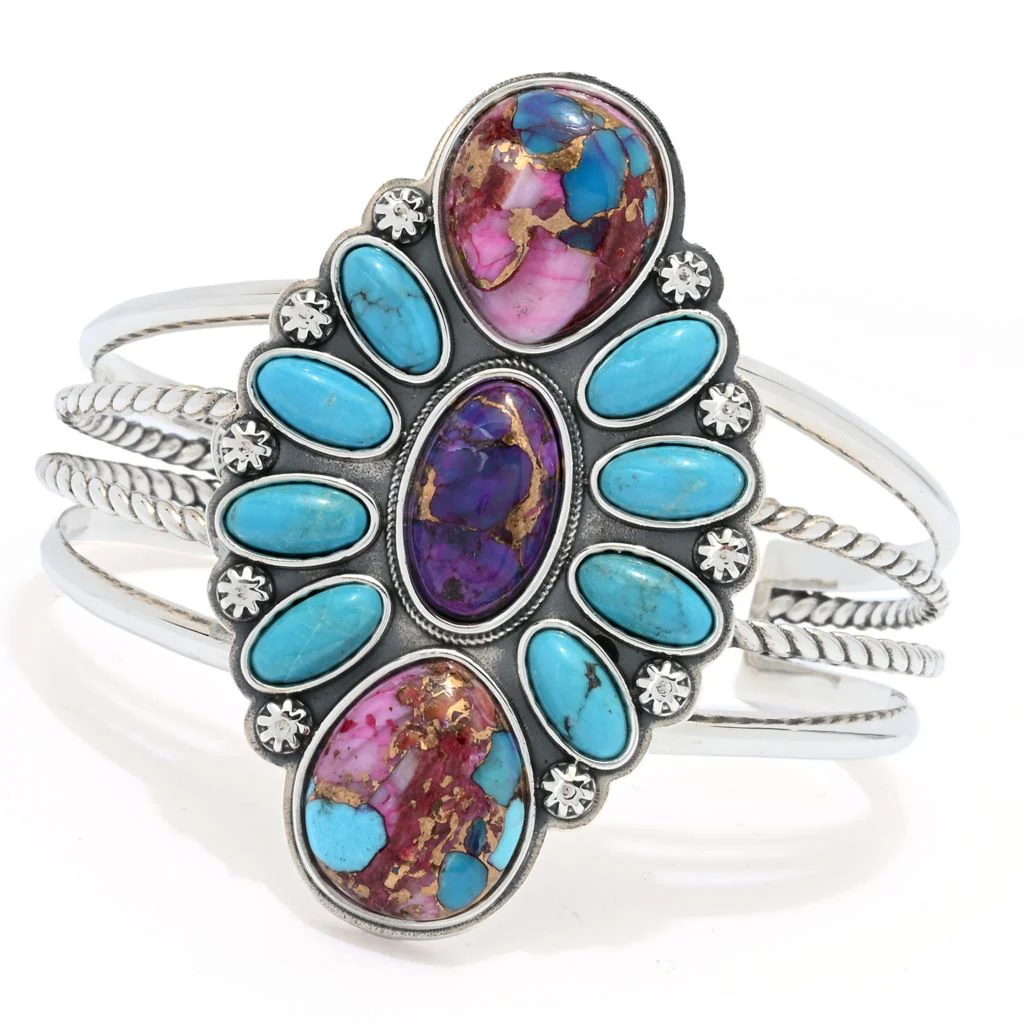 Southwest Elements "Statements" Colors of Turquoise Slip-on Cuff Bracelet - Image 3