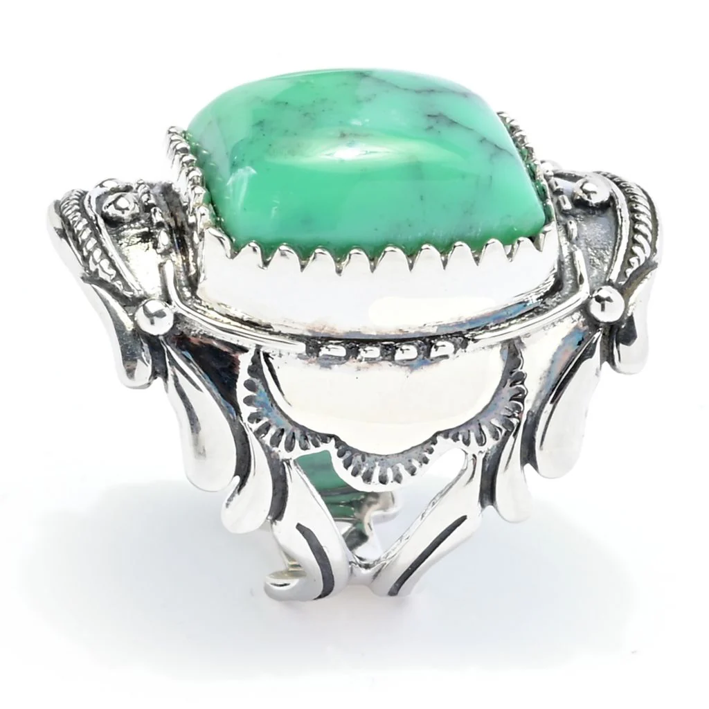 Southwest Elements Sterling Silver 15x13mm Black Bridge Variscite Ring - Image 2