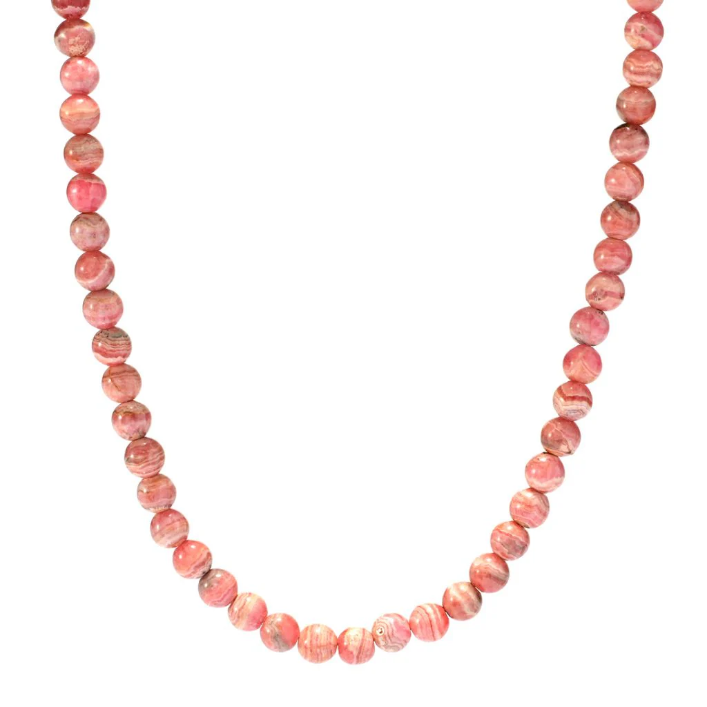 Southwest Elements Sterling Silver 8mm Rhodochrosite Bead Necklace - Image 3