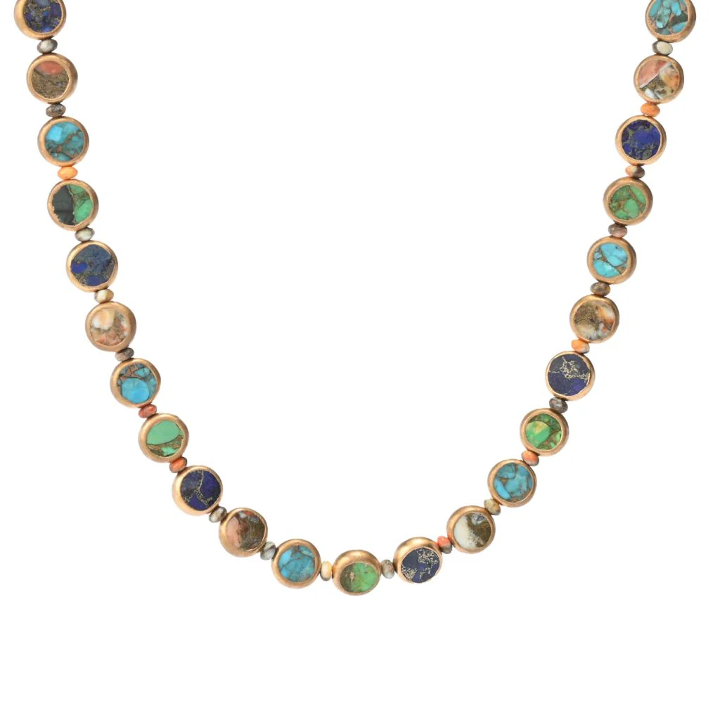 Southwest Elements Sterling Silver Choice of Gemstone Coin & Gem Bead Necklace - Image 3