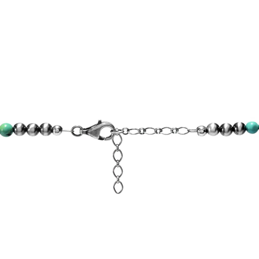 Southwest Elements Sterling Silver Kingman Turquoise Bead Necklace - Image 2