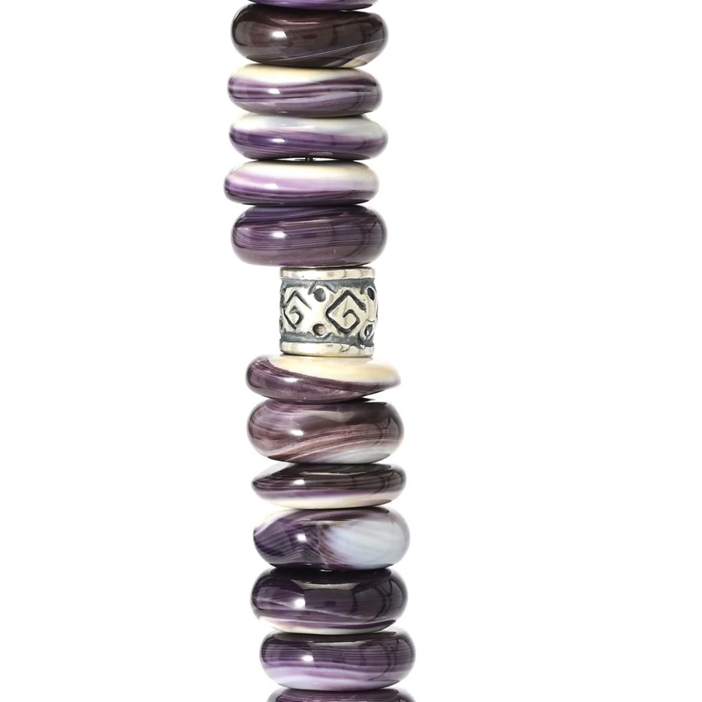 Southwest Elements Sterling Silver Wampum Shell Rondelle Bead Necklace - Image 2