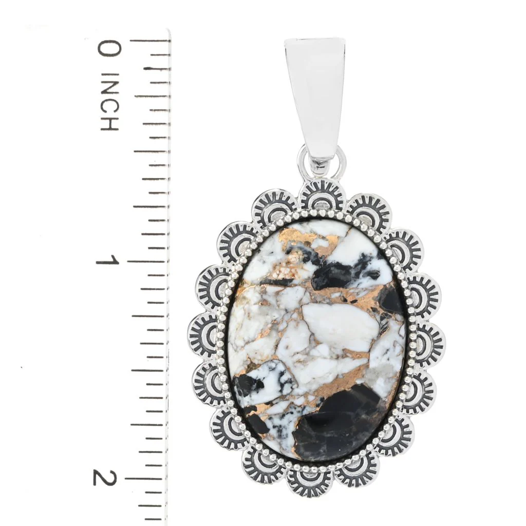Southwest Elements Sterling Silver White Buffalo & Bronze Enhancer Pendant - Image 2