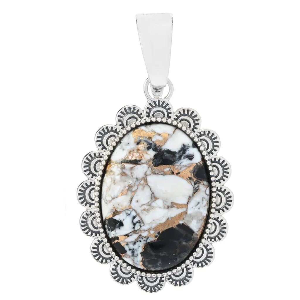 Southwest Elements Sterling Silver White Buffalo & Bronze Enhancer Pendant - Image 3