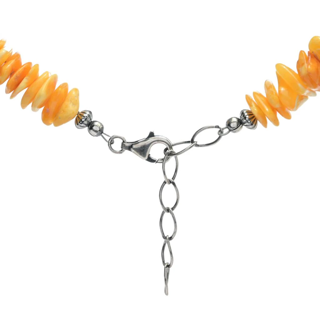 Southwest Elements Sterling Silver Yellow Amber Disc Rondelle Necklace - Image 2