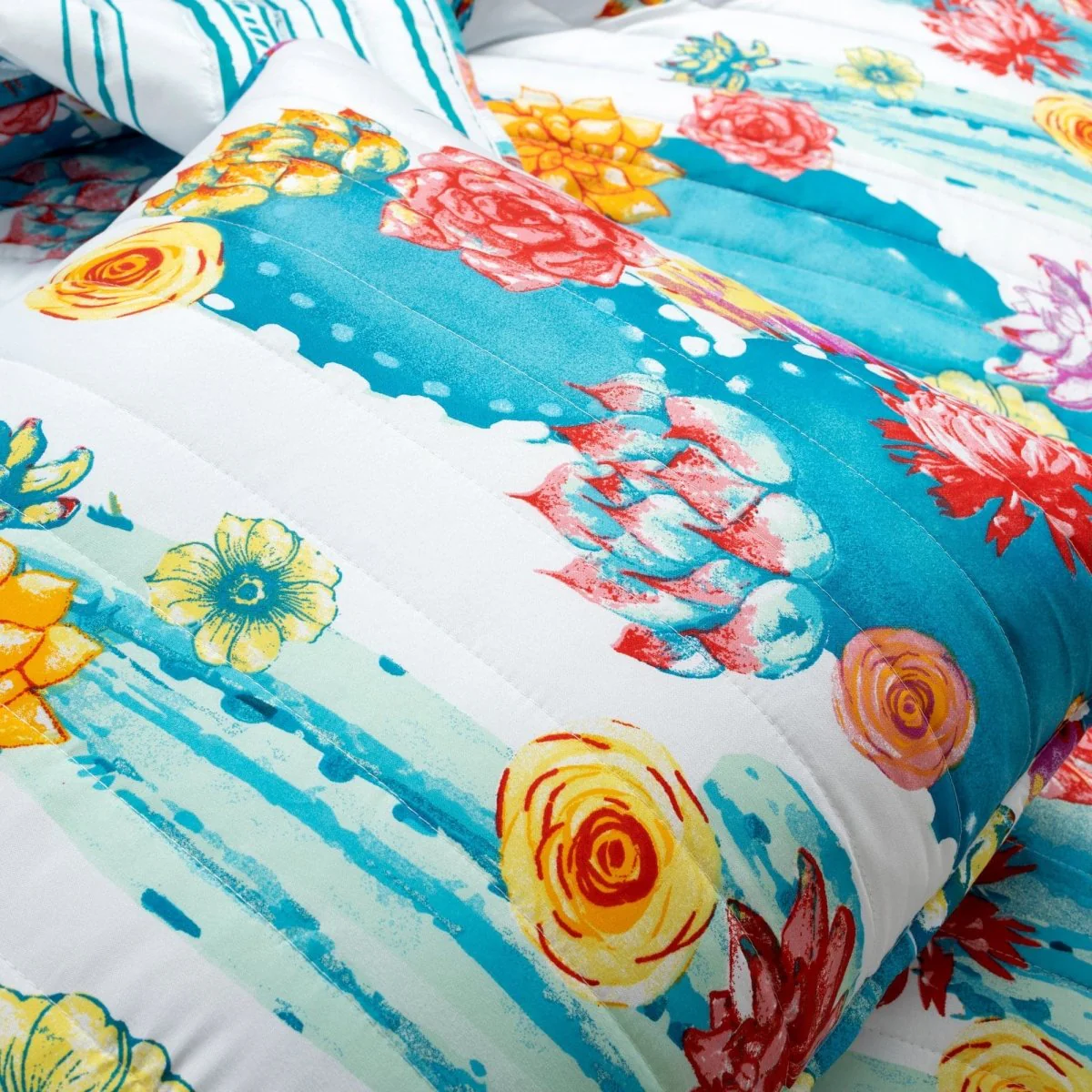 Southwest Vibrant Cactus Reversible 3 Piece Quilt Set - Image 5