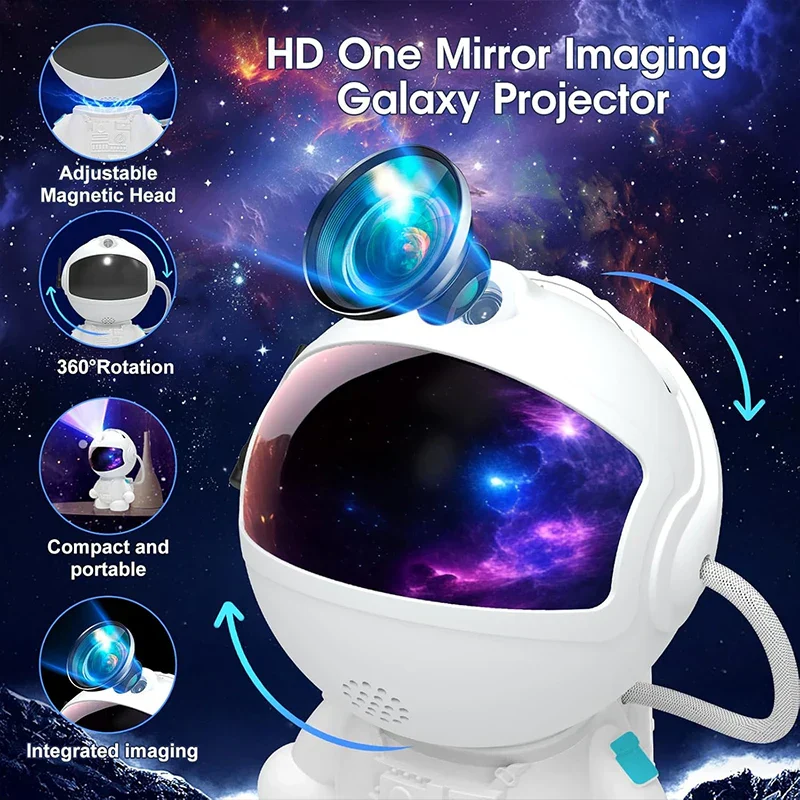 Space Galaxy Night Light Projector LED Astronaut 12-Film Discs Adjustable Brightness - Image 3