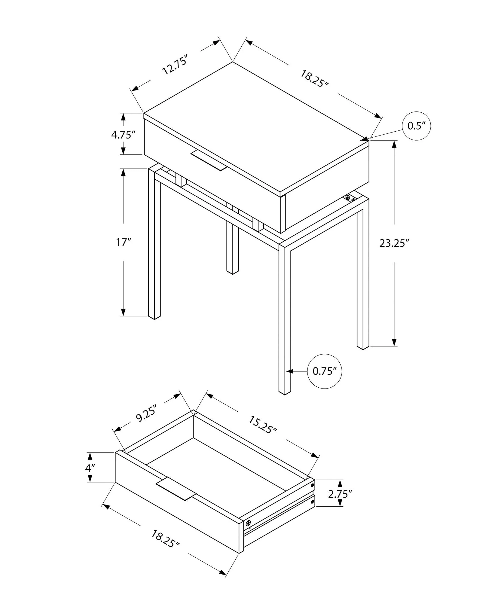 Spacious Table Top Accent Side Table with Storage Drawer - Image 2