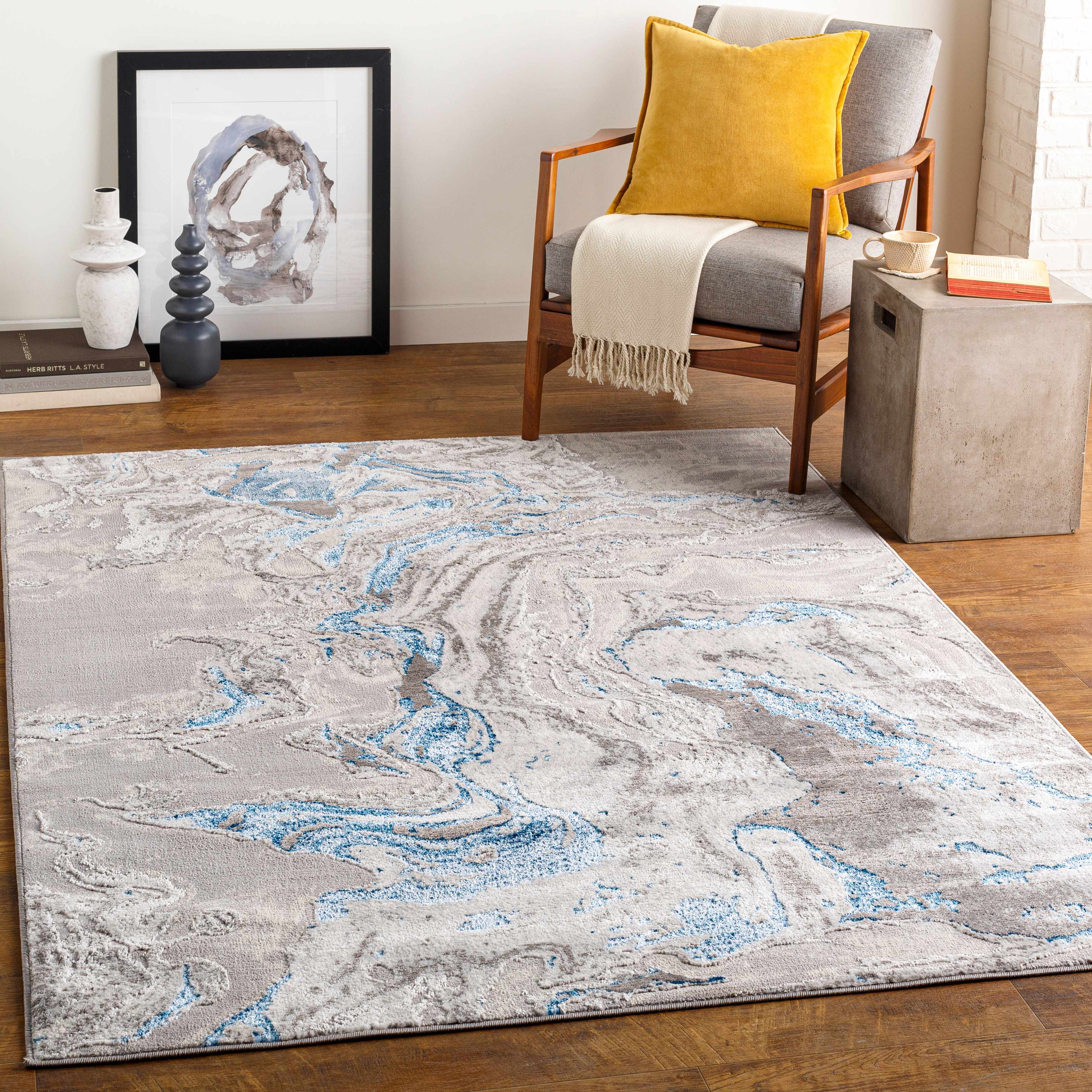 Speldhurst Blue Marble Rug - Image 2