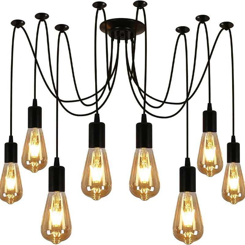 Spider Chandelier 8 Head E27 Pendant Light Vintage Industrial Ceiling Lamp