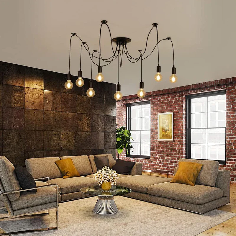 Spider Chandelier 8 Head E27 Pendant Light Vintage Industrial Ceiling Lamp - Image 3