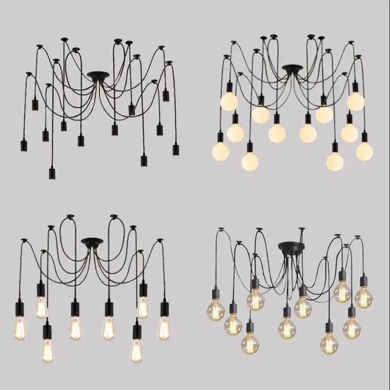 Spider Chandelier 8 Head E27 Pendant Light Vintage Industrial Ceiling Lamp - Image 4
