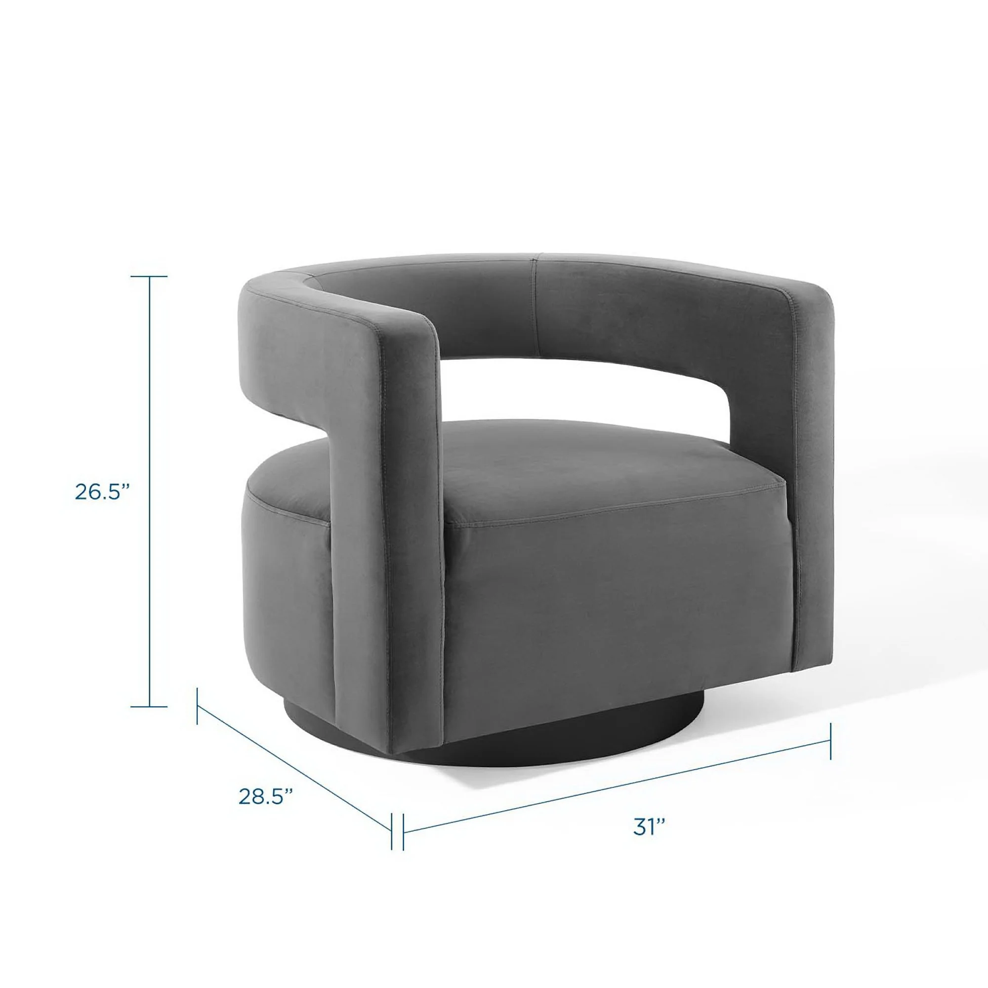 Spin Cutaway Performance Velvet Swivel Armchair by Modway - Image 12