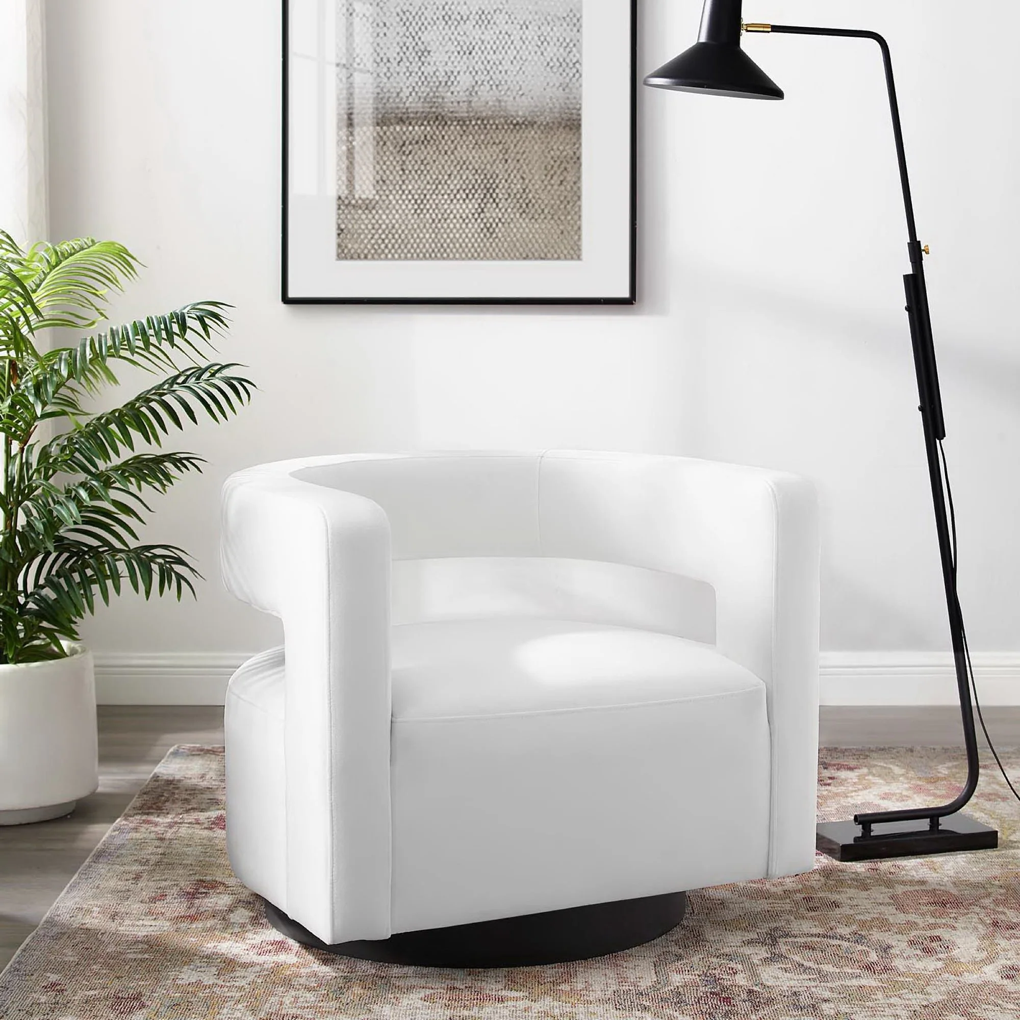 Spin Cutaway Performance Velvet Swivel Armchair by Modway - Image 7