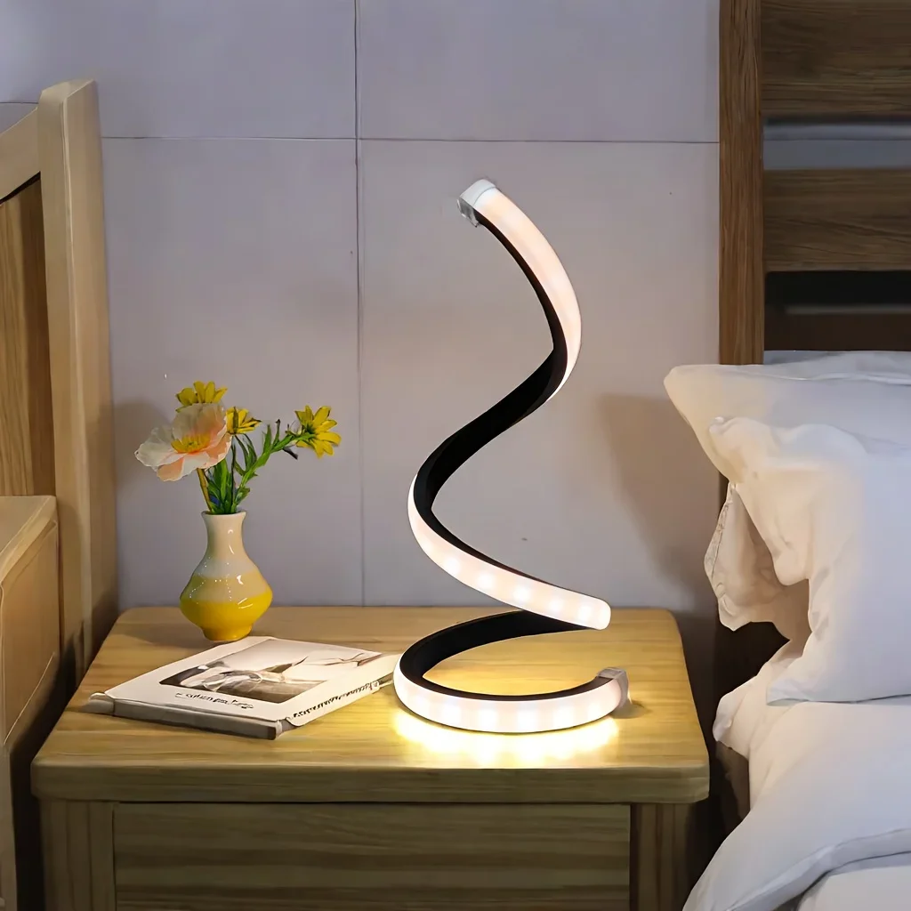 Spiral LED Night Light Dimmable Desk Lamp 3-Color Reading Bedside Bedroom Decor - Image 11