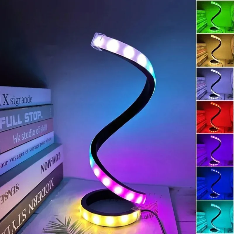 Spiral LED Night Light Dimmable Desk Lamp 3-Color Reading Bedside Bedroom Decor - Image 12
