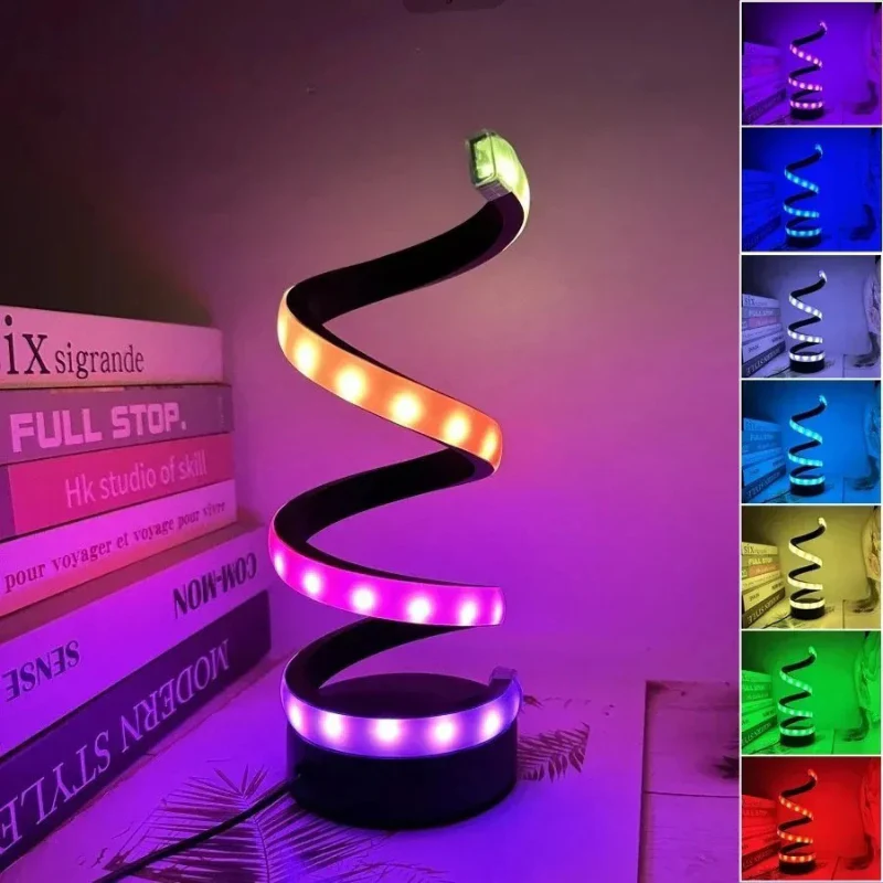 Spiral LED Night Light Dimmable Desk Lamp 3-Color Reading Bedside Bedroom Decor - Image 13