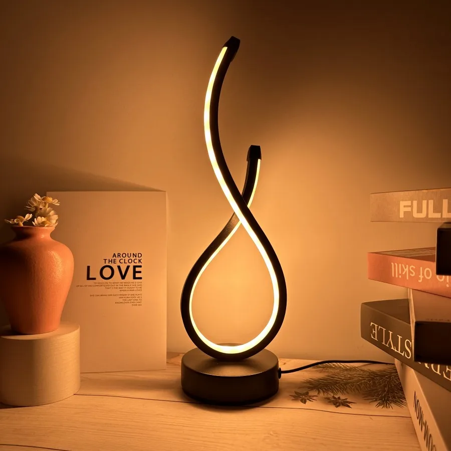 Spiral LED Night Light Dimmable Desk Lamp 3-Color Reading Bedside Bedroom Decor - Image 2